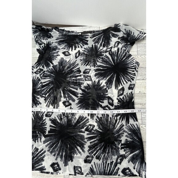 The Limited Women's Vintage Sheer Top M White BLK Floral Short Sleeve Rave Disco - Picture 8 of 10
